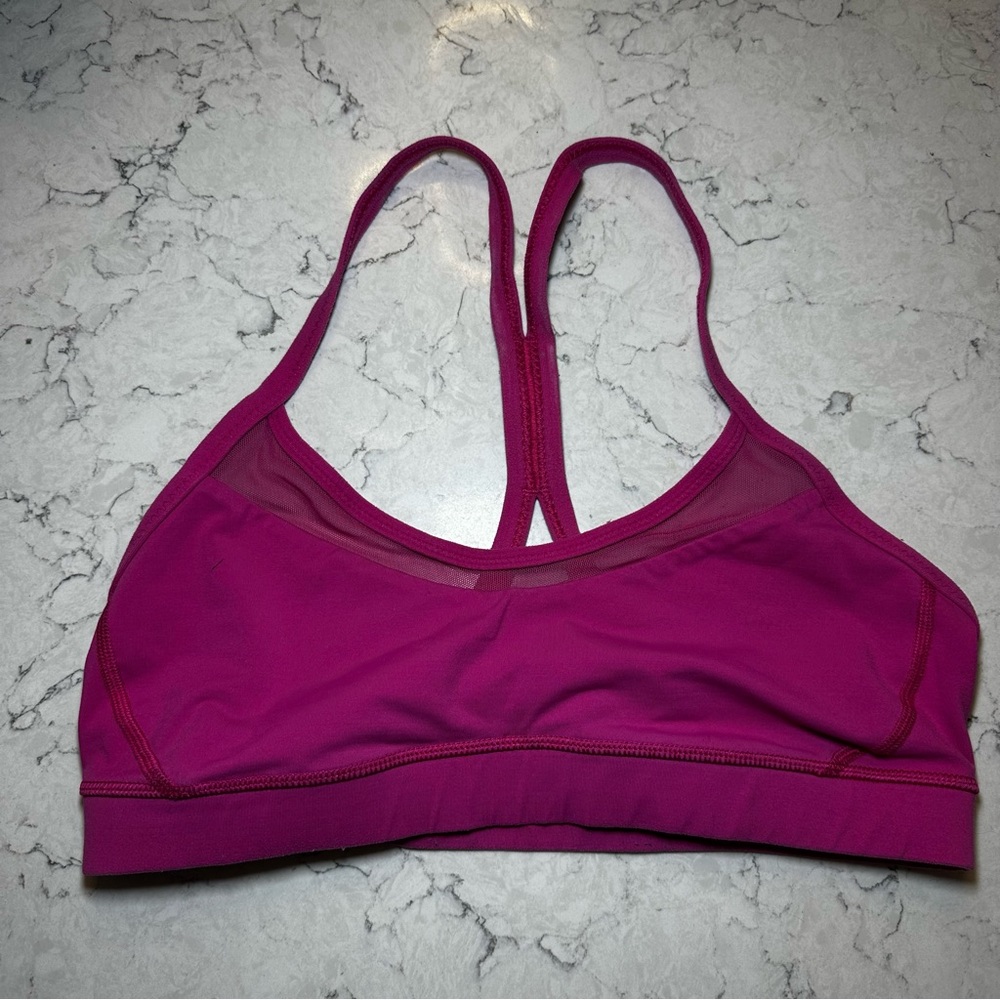 Lululemon Racerback Size 4 Sports Bra Solid Hot Pink Strappy